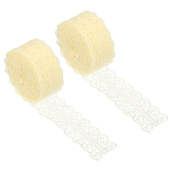 Uxcell 1.2 Inch Wide 25 Yards Lace Trim Ribbon Sewing Lace Roll Gift Package Pattern Wrapping Beige 2 Pack