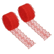 Uxcell 1.2 Inch Wide 25 Yards Lace Trim Ribbon Sewing Lace Roll Gift Package Pattern Wrapping Red 2 Pack