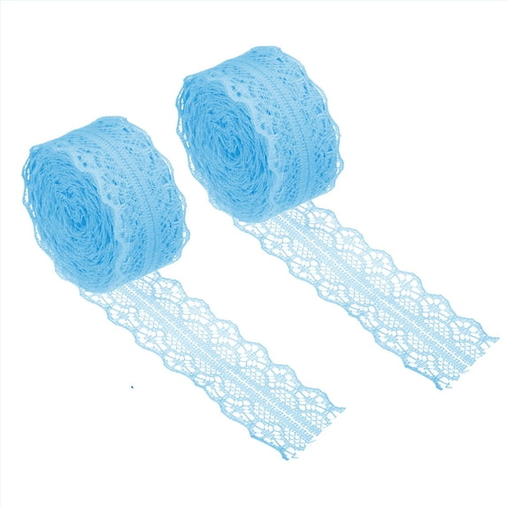Uxcell 1.2 Inch Wide 25 Yards Lace Trim Ribbon Sewing Lace Roll Gift Package Pattern Wrapping Sky Blue 2 Pack