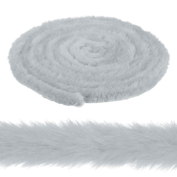 Uxcell 1.2 Inch x 6 Yards Faux Fur Ribbon Trim, Artificial Furry Ribbon Stripe, Craft Fur Trim for Sewing, Christmas Tree, Home Wedding Decoration, Party Supplies, Light Gray