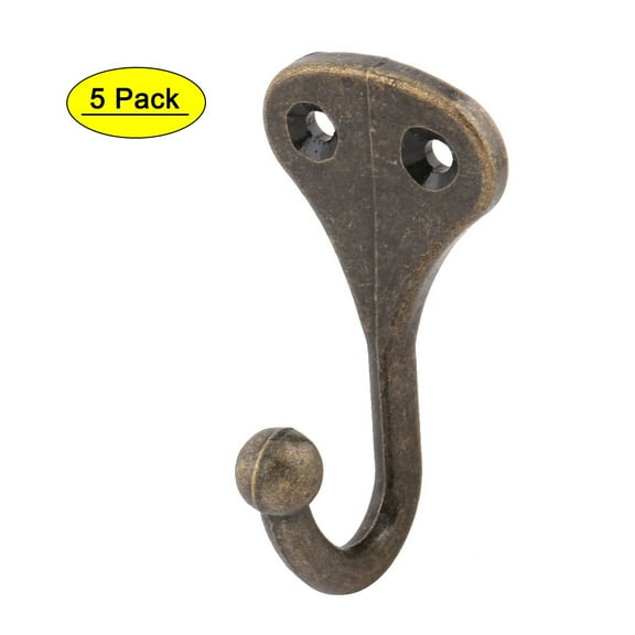 Uxcell 1.2" Length Bronze Tone Metal Wall Hanger Keychain Hooks, 5 Pack