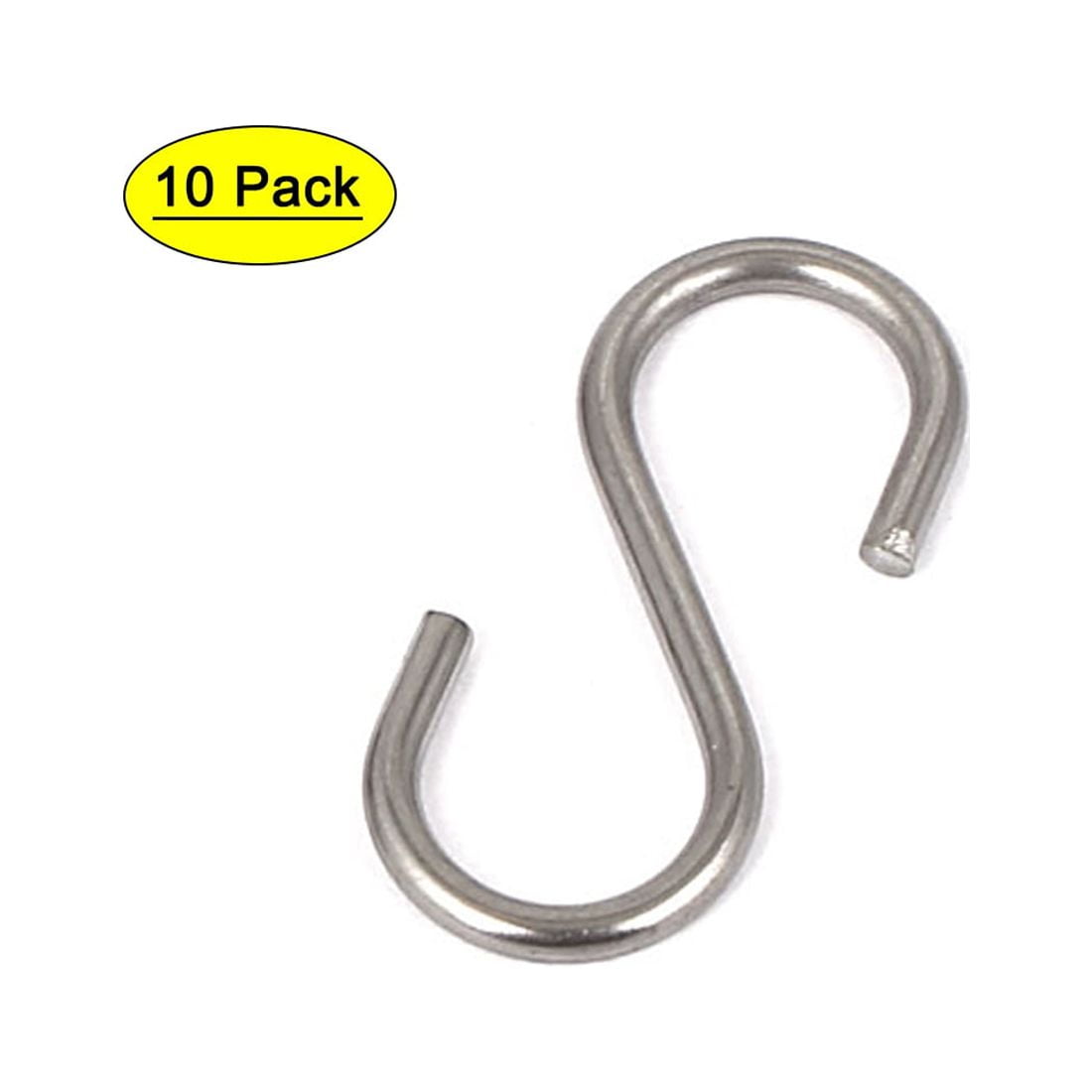Uxcell 1.2 Length Metal Silver Tone Baskets S Hooks for Hanging, 10 Pack 