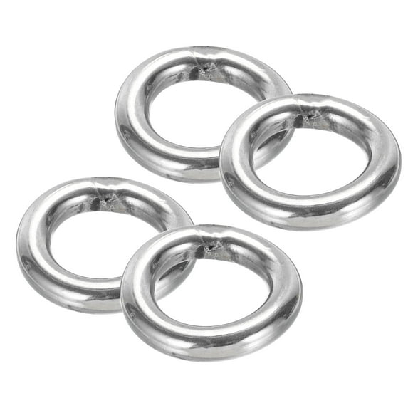 Uxcell 1.2" Metal O Rings, 4 Pcs 304 Stainless Steel Smooth Round Rings for Bags, Belts, 6mmx30mm
