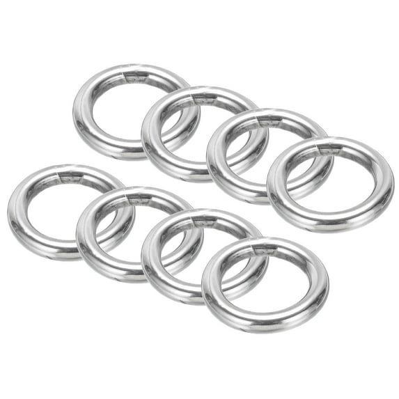 Uxcell 1.2" Metal O Rings, 8 Pcs 304 Stainless Steel Smooth Round Rings for Bags, Belts, 5mmx30mm