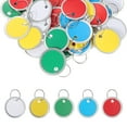 thumbnail image 1 of Uxcell Metal Rim Key Tag Blank Round Paper Tags Bulk Writable Keychains Identifiers with Split Ring Red/Green/Blue/Yellow/White, 1 of 7