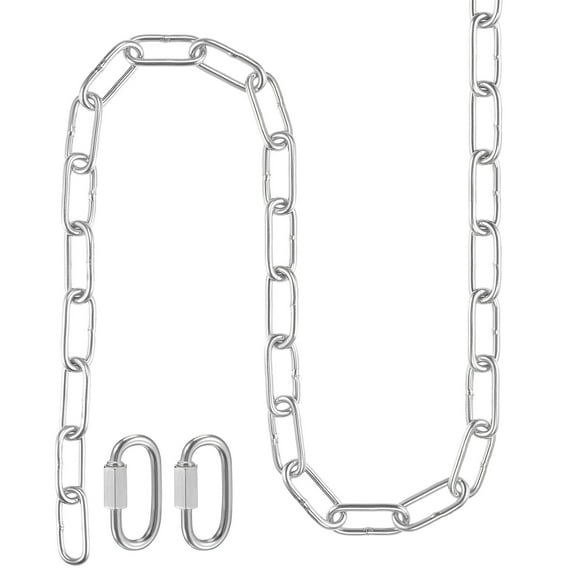 Uxcell 1.2 Meter 2.95mm Thick 176Lbs 304 Stainless Steel Proof Coil Chain with 2 Quick Link