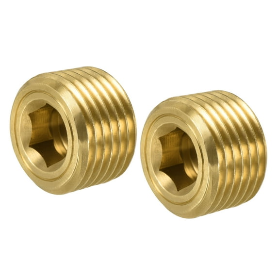 Uxcell 1/2" NPT Male Thread Hex Internal Head Socket Fitting Brass Pipe Plug 2 Pack