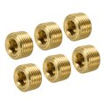 thumbnail image 1 of Uxcell 1/2" NPT Male Thread Hex Internal Head Socket Fitting Brass Pipe Plug 6 Pack, 1 of 5
