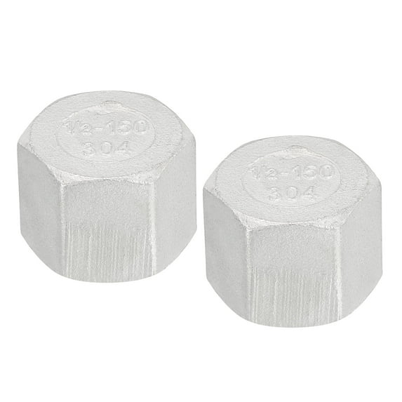 Uxcell 1/2" Pipe Fitting Cap, 2 Pack 304 Stainless Steel Forged Pipe Cap for DIY, Plumbing