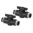 thumbnail image 1 of Uxcell 1/2" Pneumatic Ball Valve, Push to Connect Fittings Quick Connect Tube Fittings Air Flow Control, Black 2 Pcs, 1 of 6