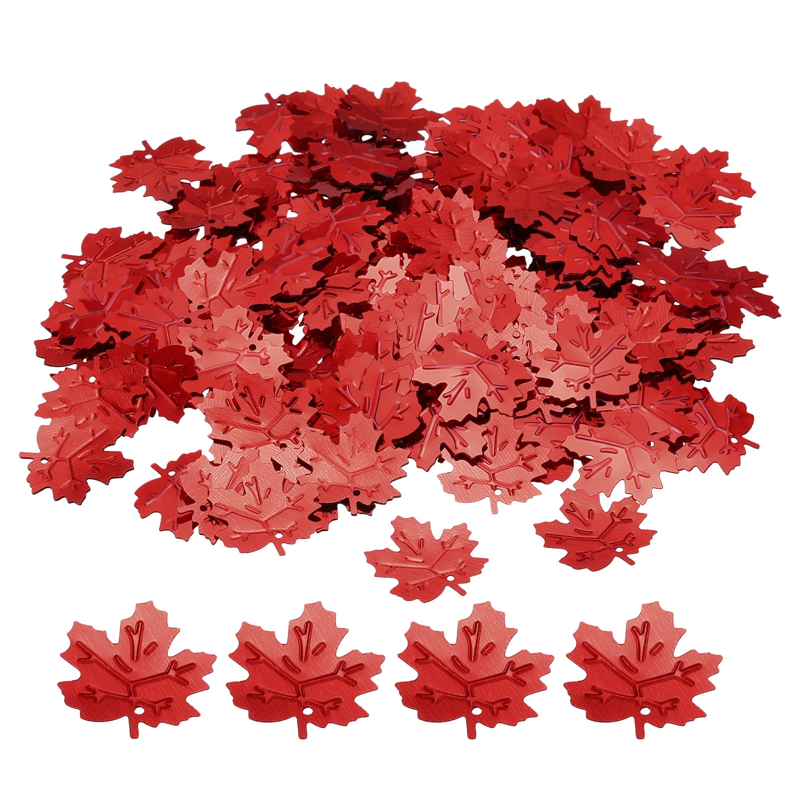 Uxcell 1.2" Red Artificial Maple Leaves, 60g Fall Fake Leaves Faux Leaf