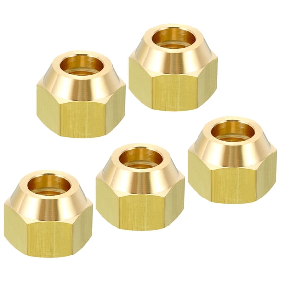 Uxcell 1/2 SAE Thread Brass Flare Cap 45 Degree Flared Tube Fitting Nut Hydraulic Pipe Fitting Glossy 5 Pack