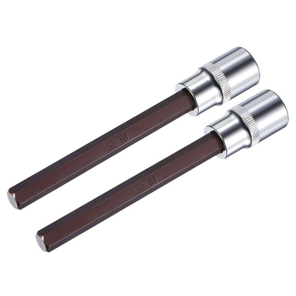 Uxcell 1/2" Square Drive x H10 Hex Bit Socket, S2 Steel Bits, CR-V Sockets 140mm Length (for Hand Use Only) 2 Pack