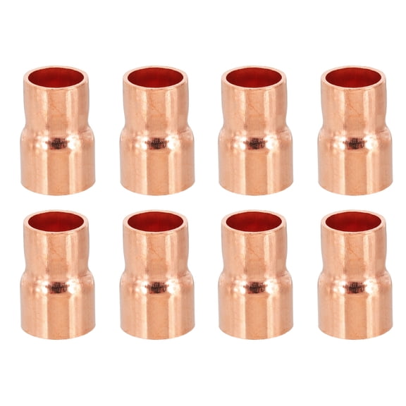Copper Reducers 99.9% Pure Copper Reducing Coupling Pressure Fitting Pipe Tube Connector Adapter 1/2 to 3/8 Inch 8
