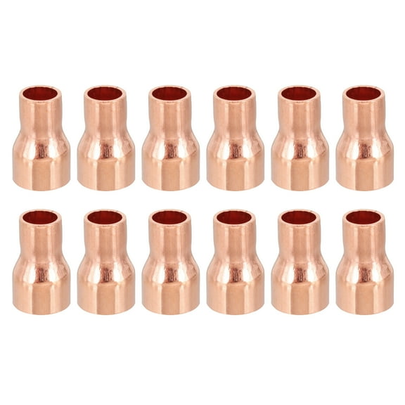 Uxcell 1/2" to 5/16" ID Copper Reducer 12pcs Pure Copper Reducing Coupling Fitting Pipe Tube Connector Adapter