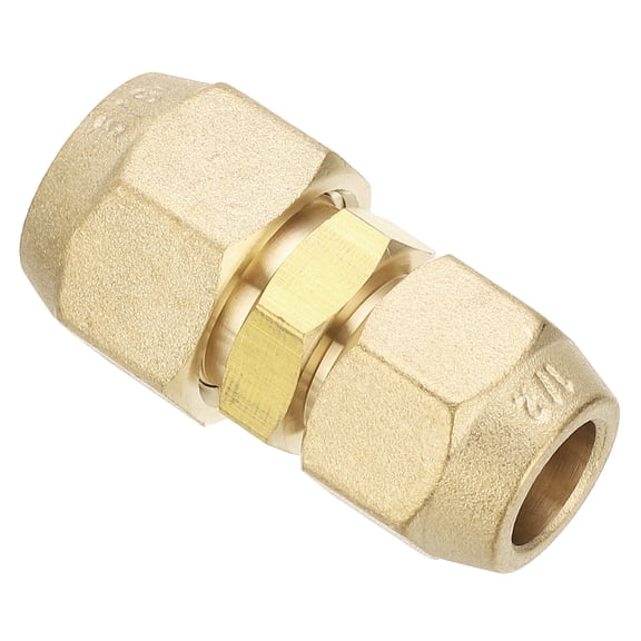 Uxcell 1/2" to 5/8" Pipe Extension Joint Connector, Brass Pipe Coupler Adapters with 2pcs Flare Nuts