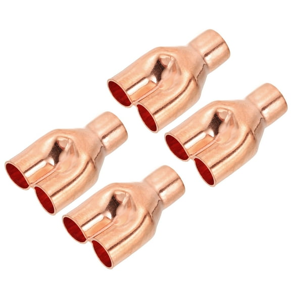 Uxcell 1/2" x 1/2" x 1/2" ID Tee Y Type Copper Fitting, 4 Pcs Welding Joint Split Union or HVAC Air Conditioning