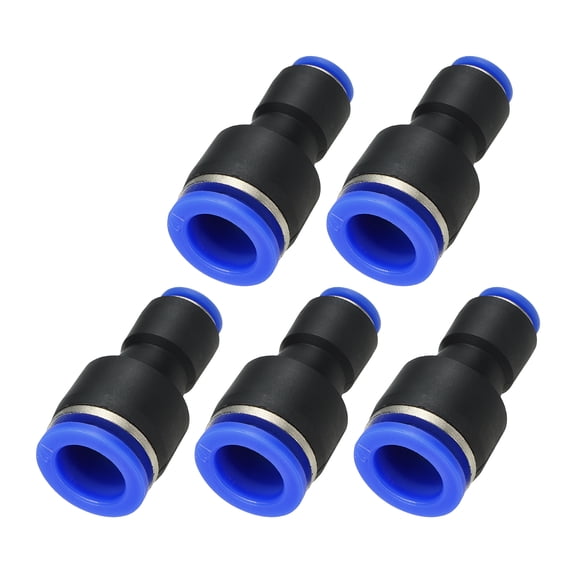 Uxcell 1/2 x 1/4 Inches Push to Connect Fittings, 5Pcs Plastic Air Line Fitting Quick Release Pneumatic Connectors