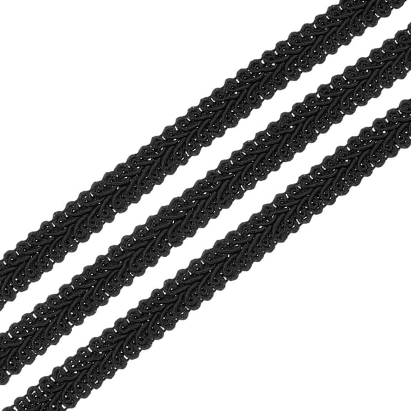 Uxcell 1/2" x 13 Yard Gimp Braid Trim Polyester Woven Fabric Ribbon, Black