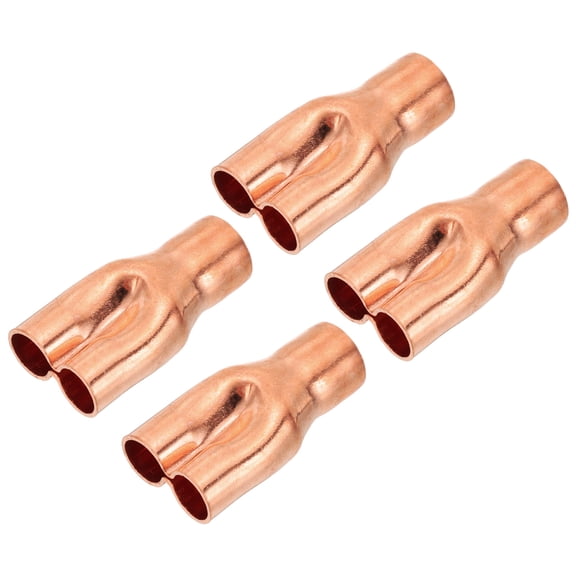 Uxcell 1/2" x 3/8" x 3/8" ID Tee Y Type Copper Fitting, 4 Pcs Welding Joint Split Union or HVAC Air Conditioning