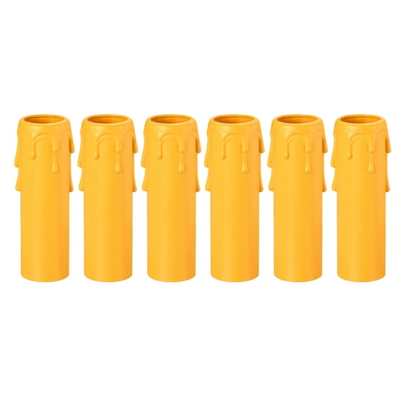 Uxcell 1.2" x 3.9" Candle Socket Cover Candelabra Base PP Yellow 6Pcs