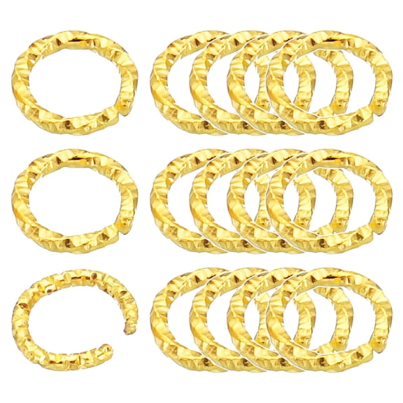Uxcell 1.2 x 8mm Wine Glass Charm Ring Metal Earring Beading Hoop Twisted Open Jump Rings, Golden 200 Pack