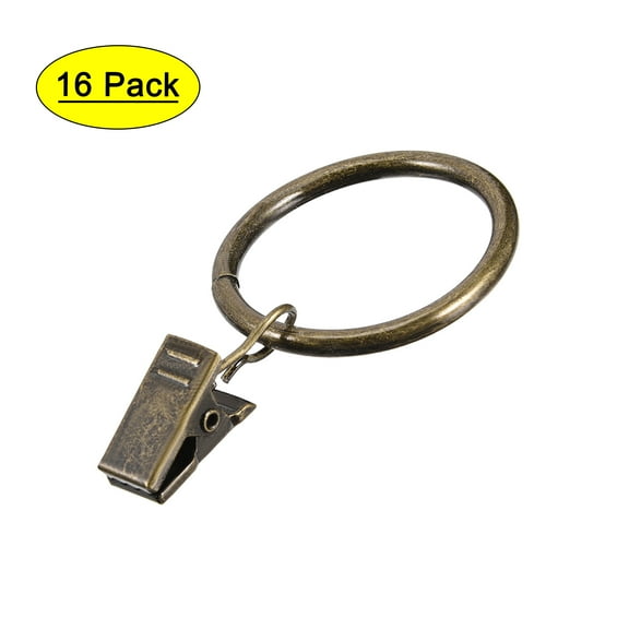 Uxcell 1.25" Inner Dia 3.5mm Thick Curtain Clip Hook Metal Bronze 16 Pack