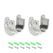 Stainless Steel Closet Rod End Supports, Wardrobe Pole Sockets Flange Rod Holder W Screws 1.26"