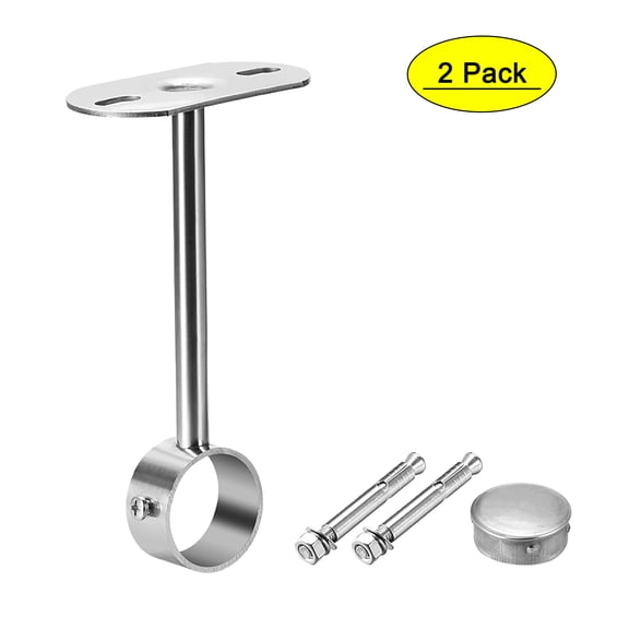 Uxcell 1.26'' x 5.91'' Ceiling-Mount Wardrobe Support Holder Pipe Stainless Steel Silver Tone 2pcs
