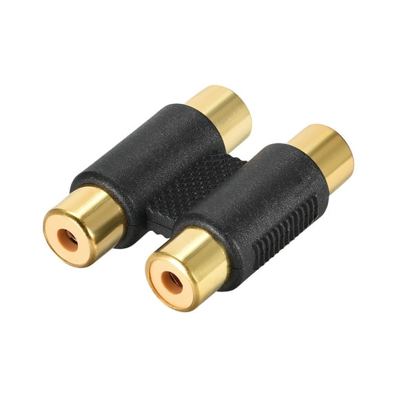 Uxcell 1.26''x1.06''x0.43'' RCA Female to Female Connector Stereo Audio Adapter Coupler Plastic Black 1pcs