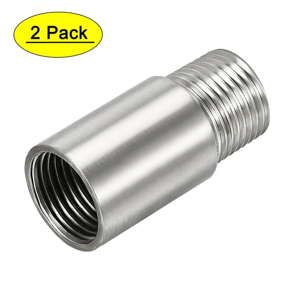 Uxcell 1/2PT Male to 1/2PT Female Shower Extension Arm 50mm Length Stainless Steel 2 Pack