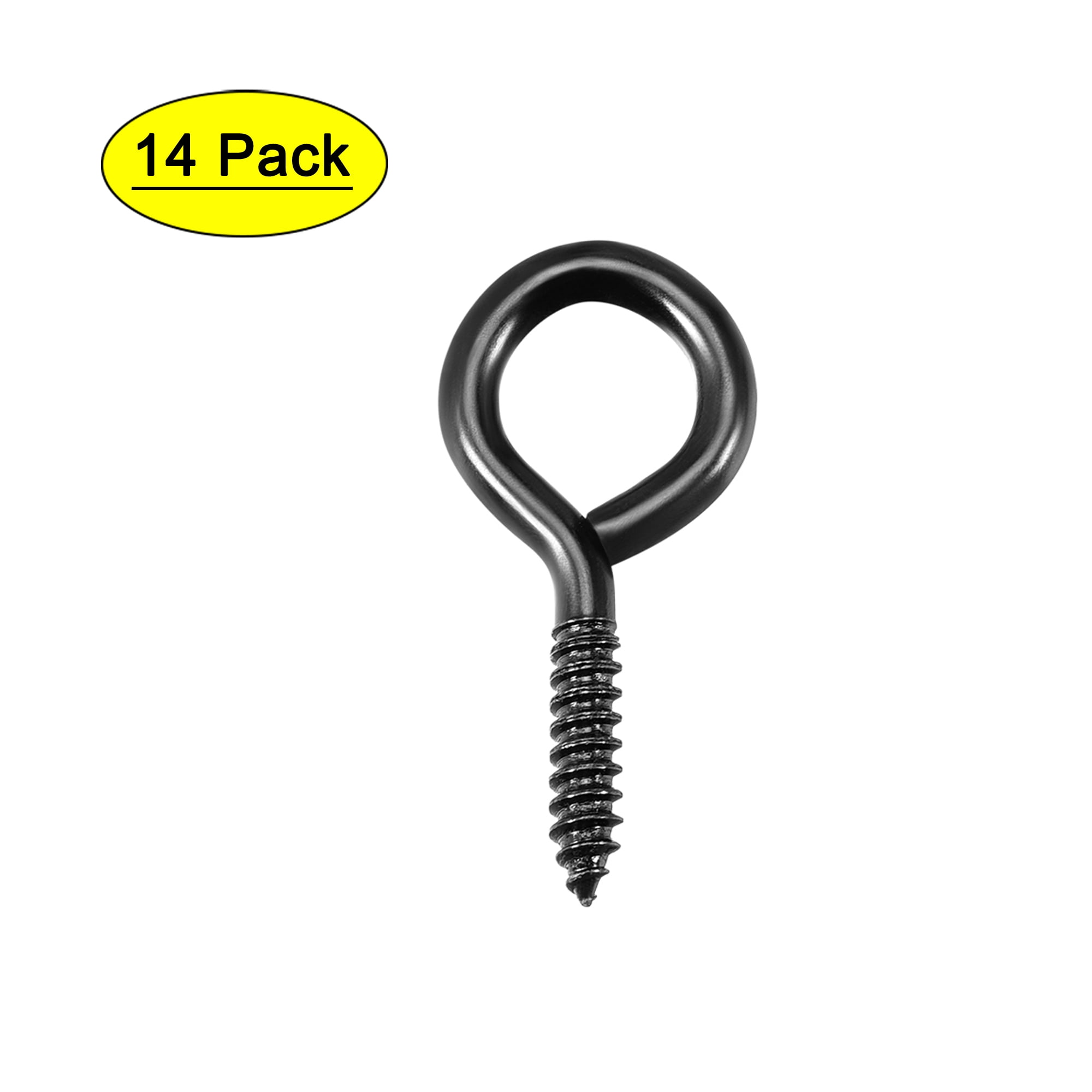 Uxcell 1.2inch Iron Screw Eye Hooks Self Tapping Screws Screw-in Hanger  Black 14 Pack 14