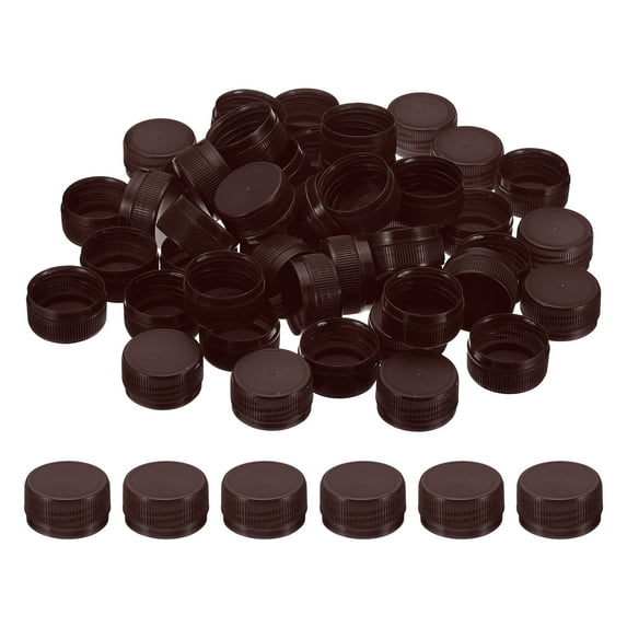 Uxcell 1.2inch Plastic Bottle Caps for Crafts, 100Pcs Bottle Screw Lids, Brown