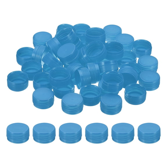 Uxcell 1.2inch Plastic Bottle Caps for Crafts, 50Pcs Bottle Screw Lids, Light Blue