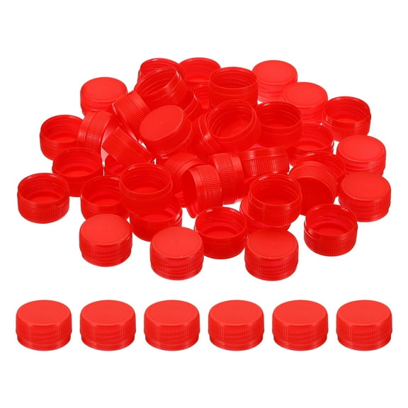 Uxcell 1.2inch Plastic Bottle Caps for Crafts, 50Pcs Bottle Screw Lids, Red