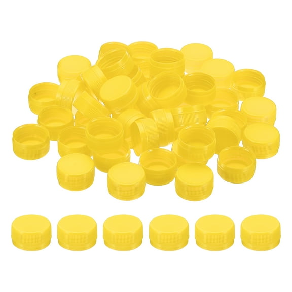 Uxcell 1.2inch Plastic Bottle Caps for Crafts, 50Pcs Bottle Screw Lids, Yellow