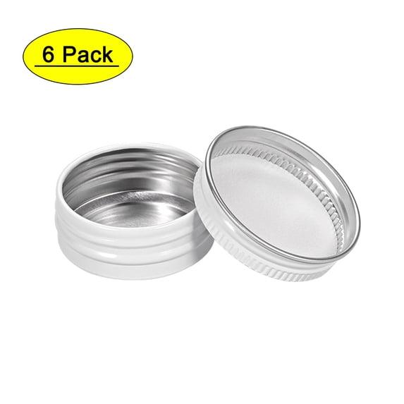 Uxcell 1/2oz 15ml Screw Top Lid Round Cans Tin Containers Aluminum White 6 Pack