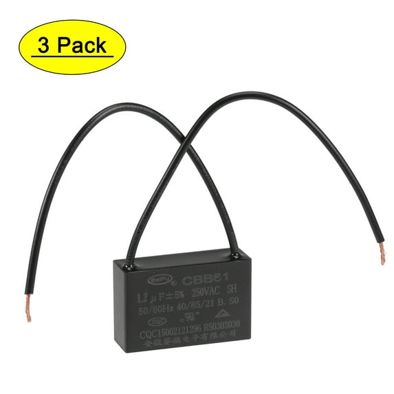 Uxcell 1.2uF 250V AC 2 Wires CBB61 Ceiling Fan Capacitors 3 Pack