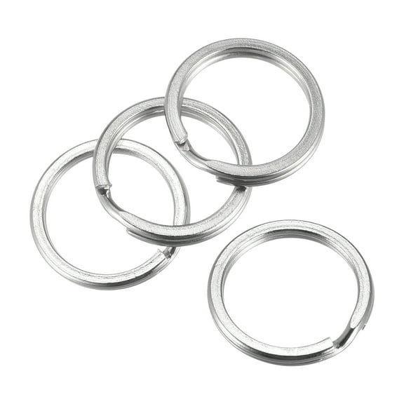 Uxcell 1.2x15mm Split Keychain Rings Round Flat Key Holder Carbon Steel Silver Tone 36 Pack