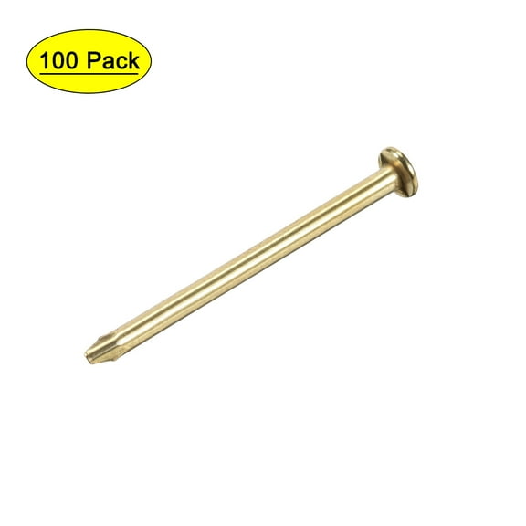 Uxcell 1.2x19mm Tiny Nails Iron  Plating Gold Tone 100 Pack