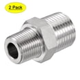 thumbnail image 1 of Uxcell 1/2x3/8 BSPT Male Thread Stainless Steel Hex Reducer Pipe Fitting 2 Count, 1 of 6