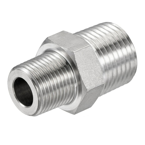 Uxcell 1/2x3/8 BSPT Male Thread Stainless Steel Hex Reducer Pipe Fitting