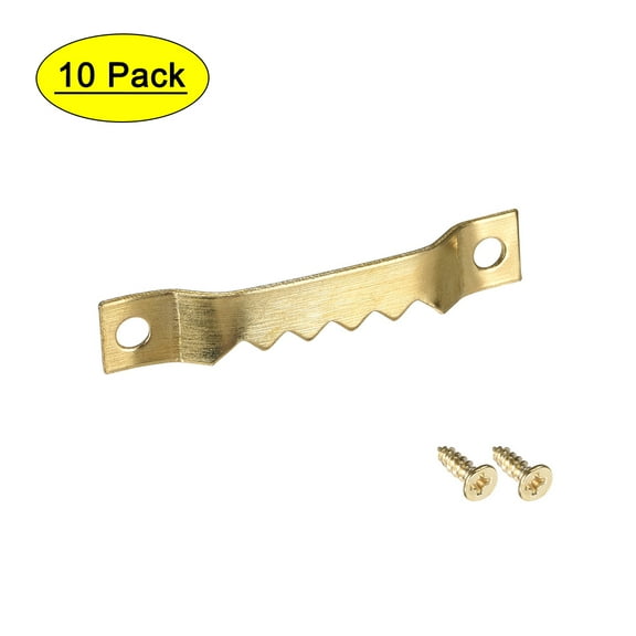 Uxcell 1-3/5" Picture Hangers Iron Zinc Plated Golden 10 Pack