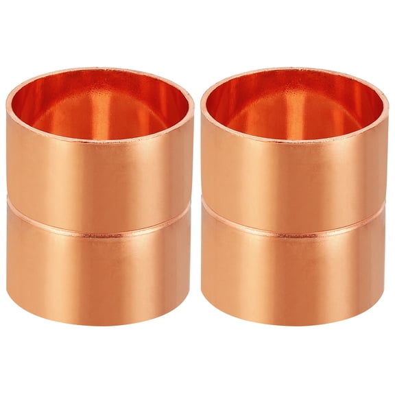 Uxcell 1-3/8 Inch ID Copper Coupling Fittings, 2 Pcs Rolled Tube Stop Straight Pipe Fitting Welding Joint for HVAC