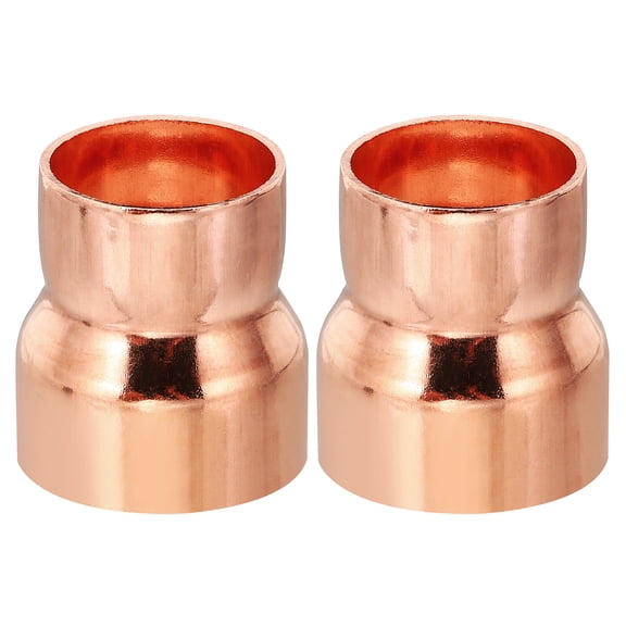 Uxcell 1 3/8" to 1" ID Copper Reducer, 2pcs Copper Reducing Coupling Pressure Fitting Pipe Tube Connector Adapter