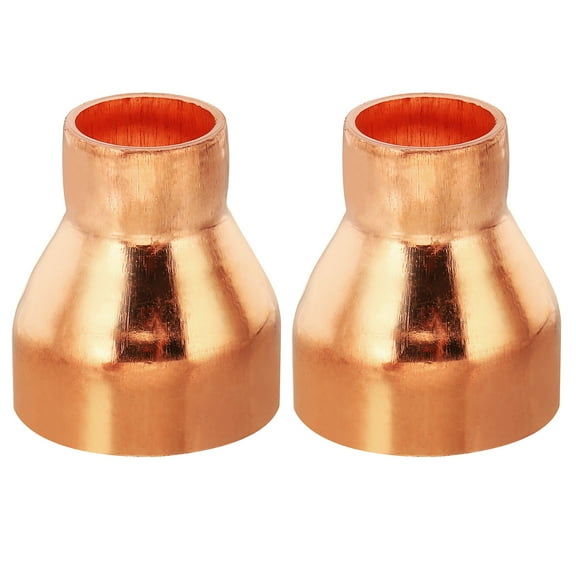Uxcell 1 3/8" to 3/4" ID Copper Reducer, 2pcs Copper Reducing Coupling Pressure Fitting Pipe Tube Connector Adapter