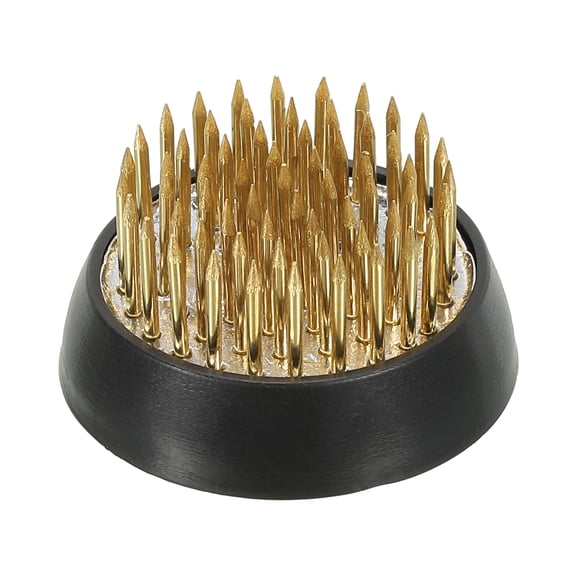 Uxcell 1.3" Flower Frogs Ikebana Kenzan Flower Arranger Tool Brass Floral Frog Pin Holder Gold