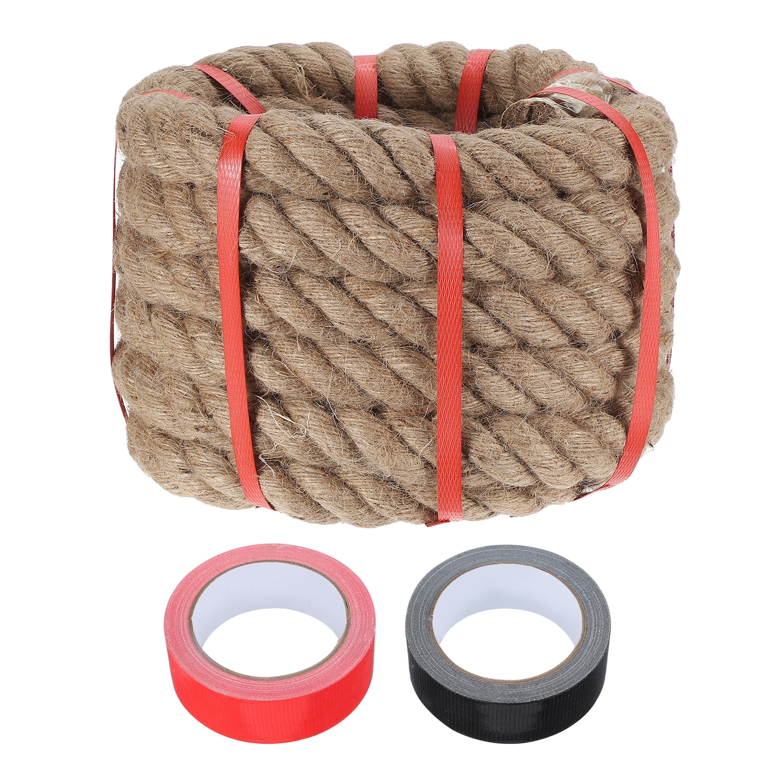 Uxcell 1.3 Inch x 20ft Heavy Natural Jute Rope Thick Twine Rope with 2 ...