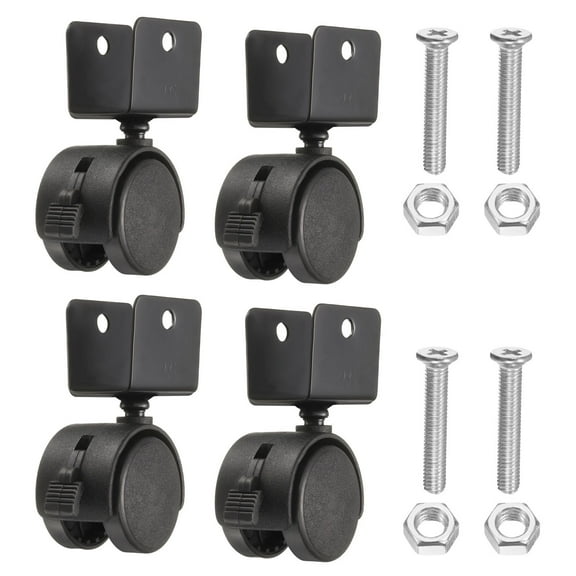 Uxcell 1.5" Swivel Caster with 0.98" U Bracket, 4 Pack 360 Rotation Nylon Wheels for Furniture