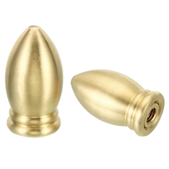 Uxcell 1.3" Tall Brass Lamp Finial Cap Knob 2 Set Threaded Lamp Screw Holder Tapped 1/4-27 Table Lamp Shade Decoration